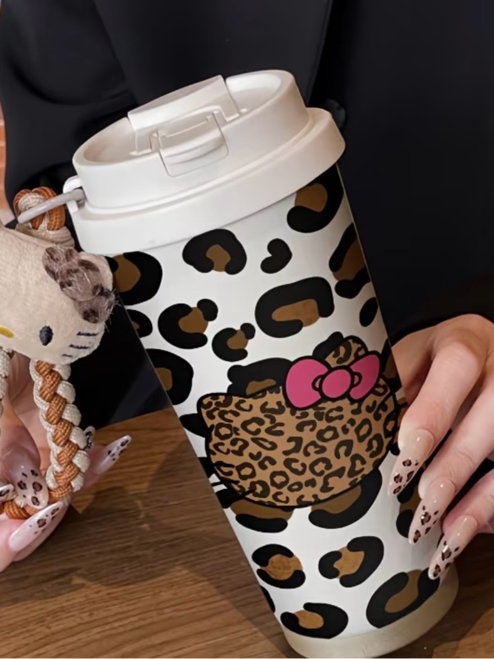 AUTHENTIC ~HELLO KITTY! Leopard Print Tumbler w/Wristlet *18oz NWT!